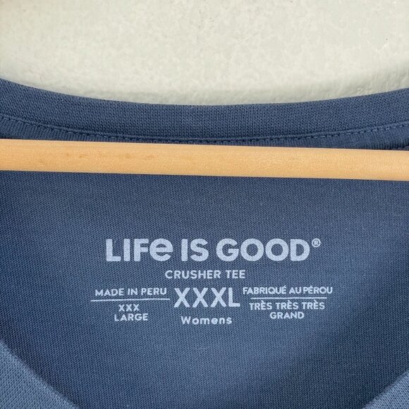 Life Is Good Womens Plus XXXL Navy Crusher Tee Peace Love Music Shirt Top - Picture 3 of 8
